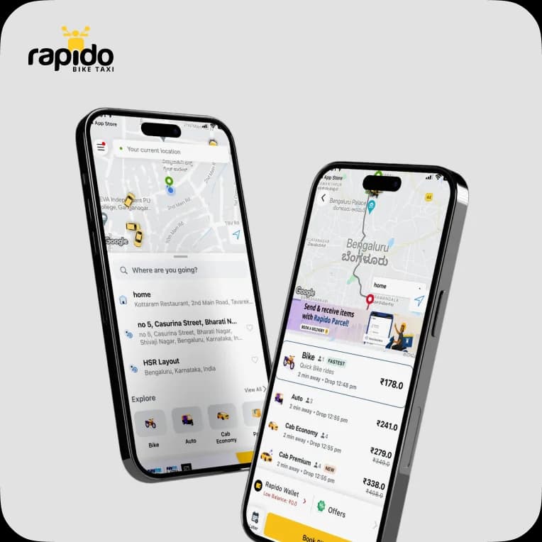 Rapido app on mobile devices