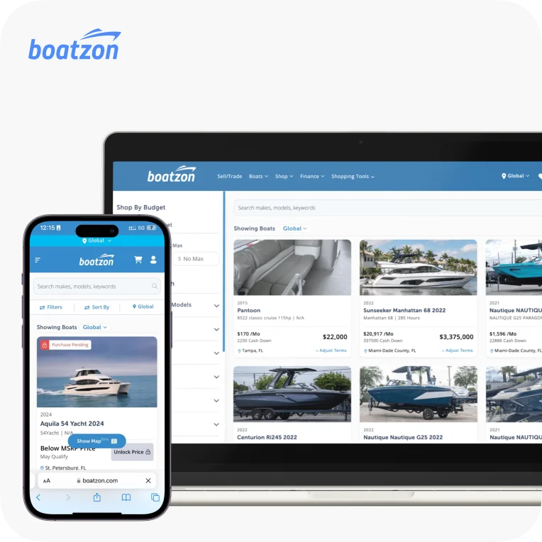 Boatzon website on desktop and mobile Boatzon website on desktop and mobile